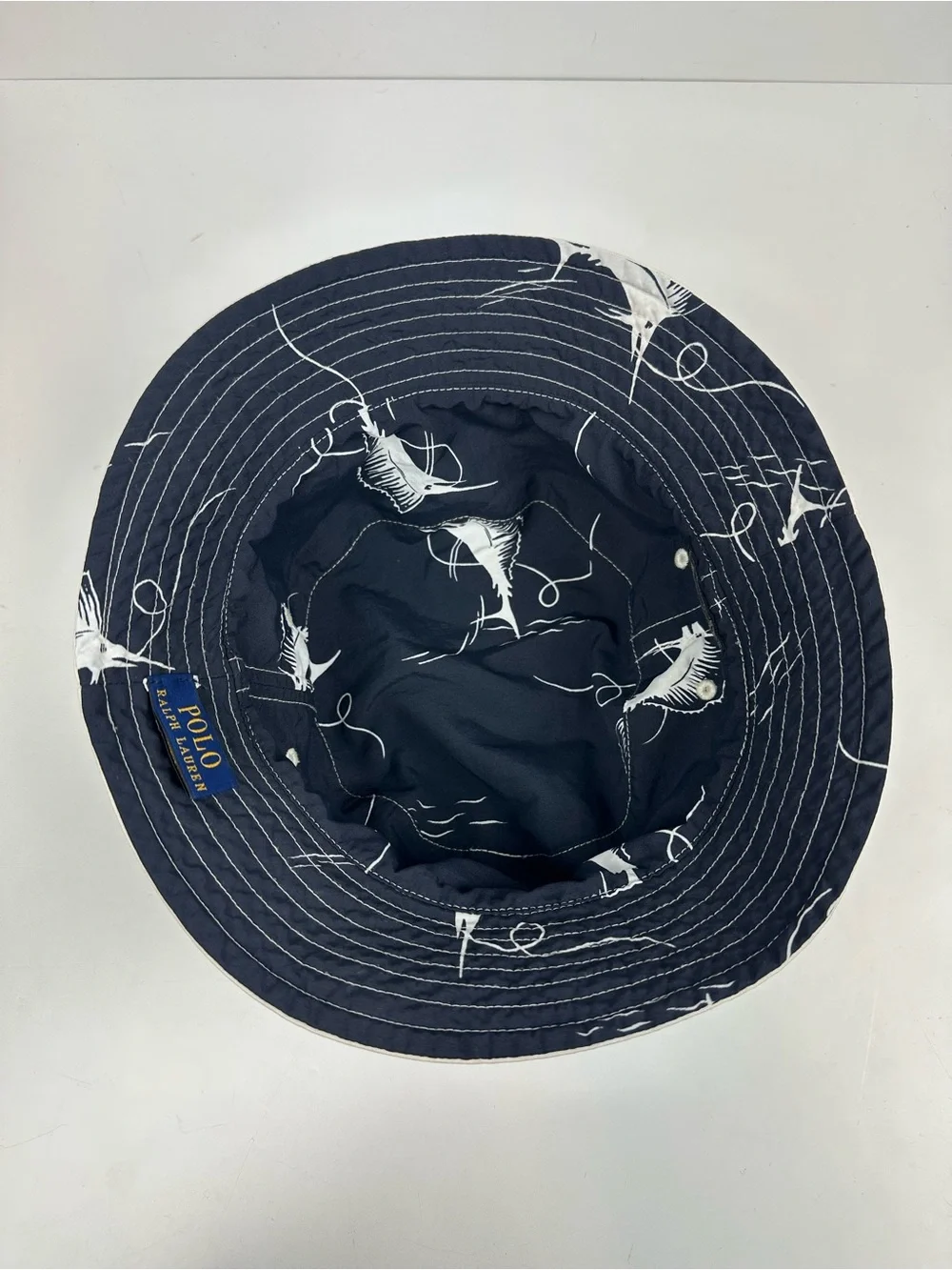 Polo by Ralph Lauren Reversible Cream Bucket Hat with Black Polo Player Logo